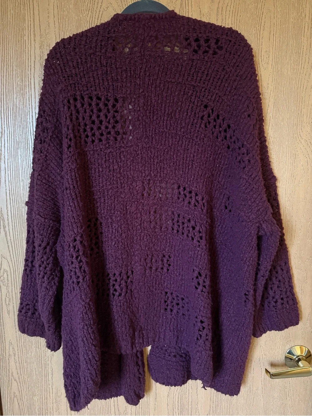 Free People Saturday Morning Open-Front Chunky Oversized Knit Cardigan - Plum